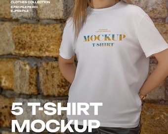 Mockup damest-shirts PSD bewerkbare kleuren T-shirt mode mockups hoge resolutie outdoor fotoshootset
