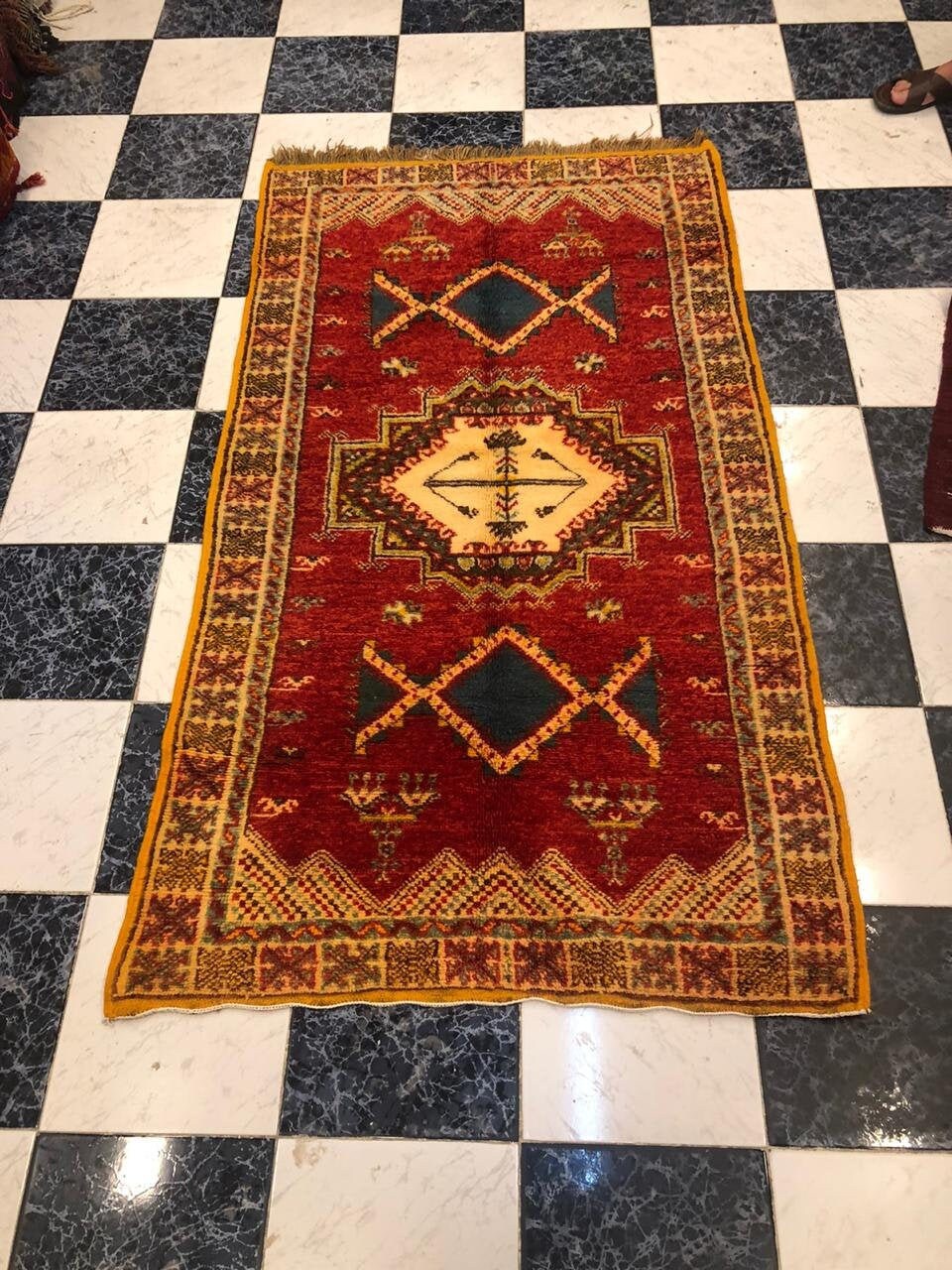 Rosa Vintage Marocain Boujad Tapis 200x100 cm 6.50x3.25 Pieds , Marocains Azilali, Pour La Maison, B