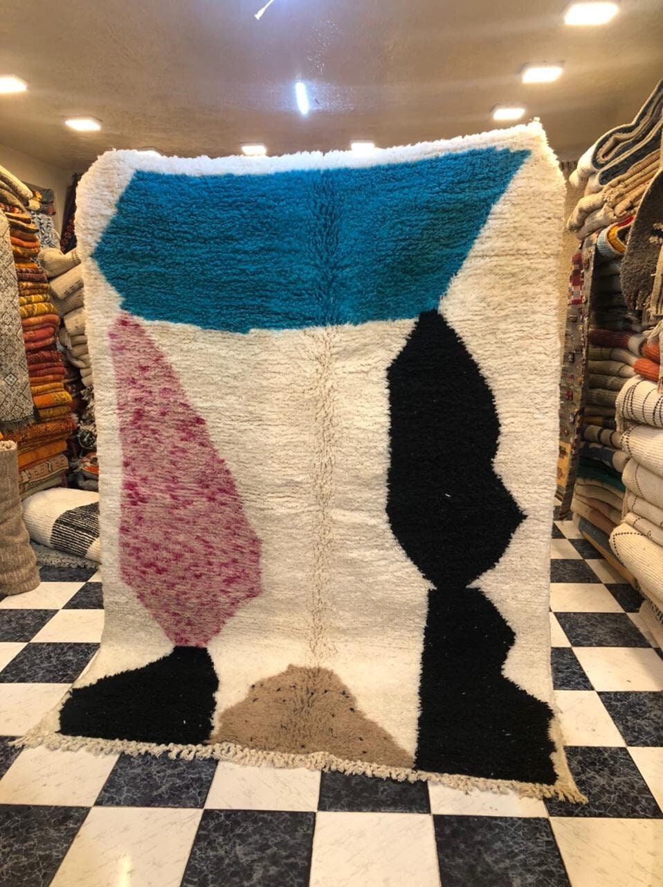 250x150 cm Tapis Azilal Multicolores Berbère Faits à La Main, Berbère, Vintage, Marocain, Beni Ourai