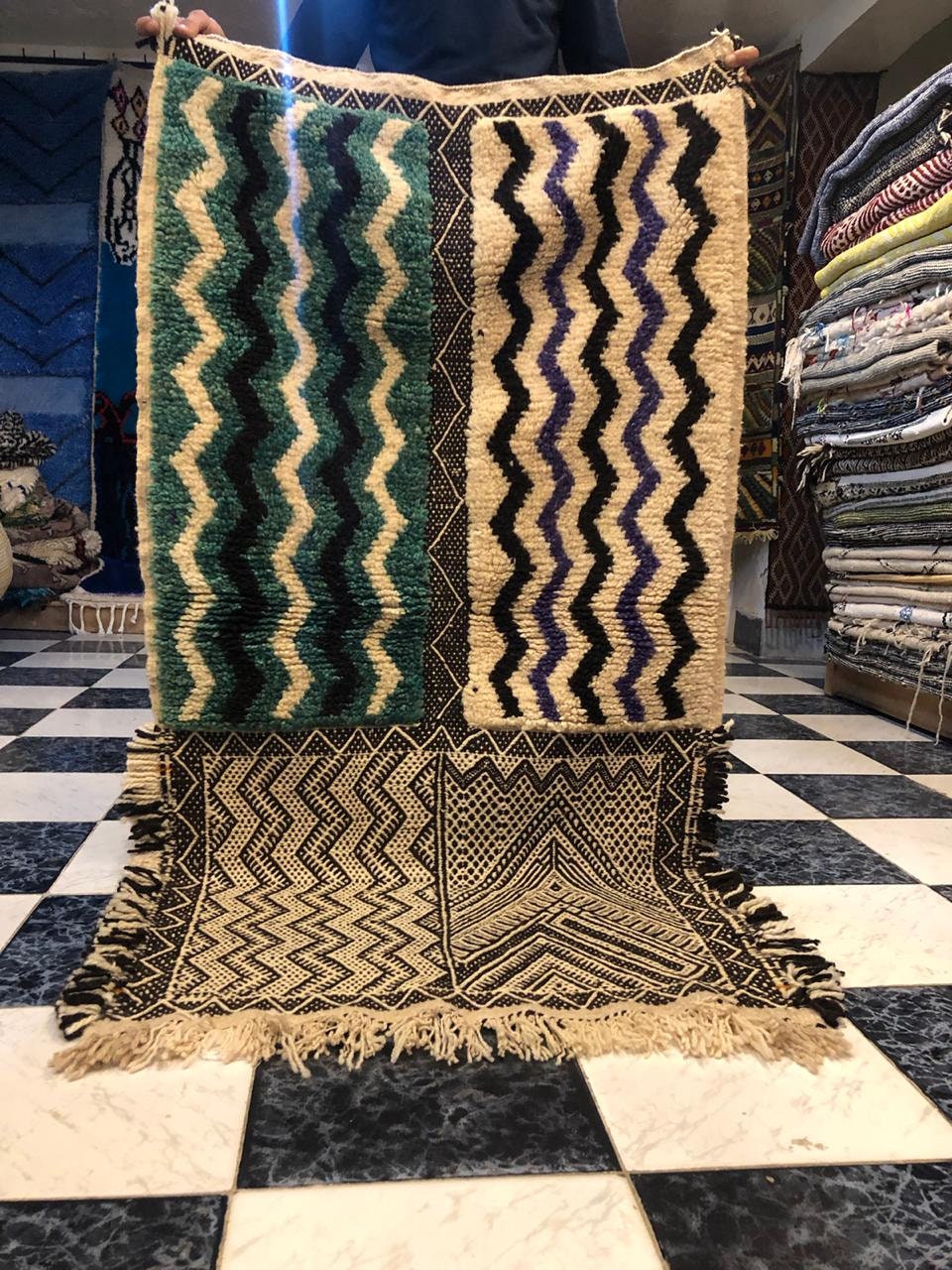 Tapi Berbere, Tapis Pour La Maison, Beau Vert Handmad Tapis Berbère Runner Teppich Area Wool Carpet