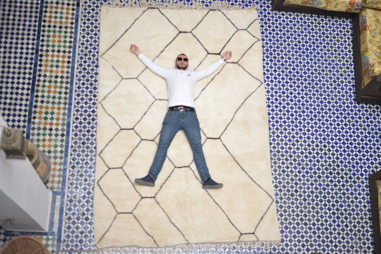 300x200 cm Beni Ourain Rugs Handmade Berber Rug, Berber Carpet, Vintage Rug, Moroccan, Beni Ourain,