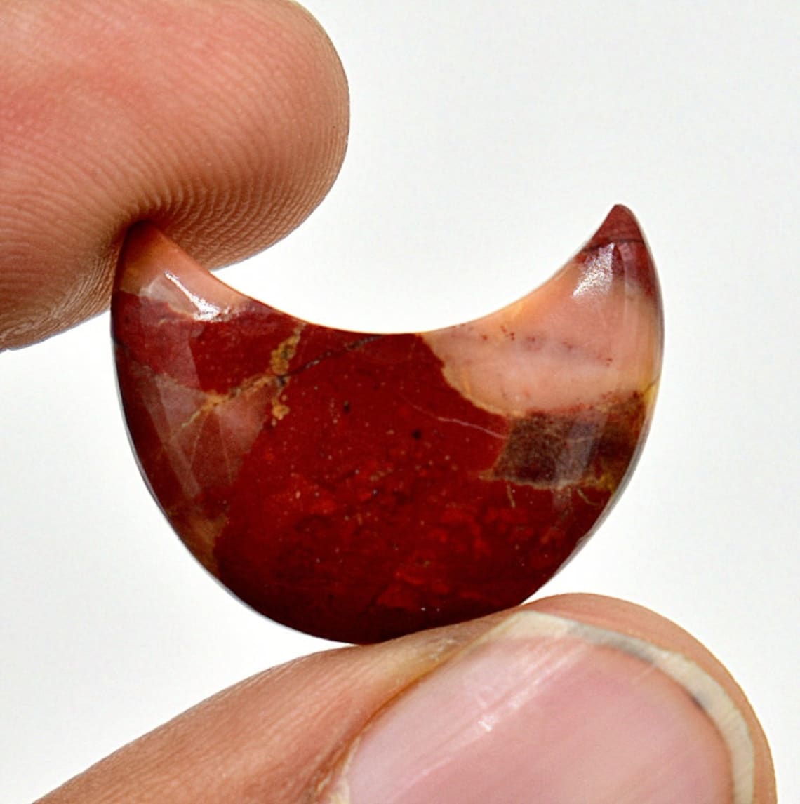 Blood Jasper Gemstone Crescent Moon Shape Polished Blood Etsy