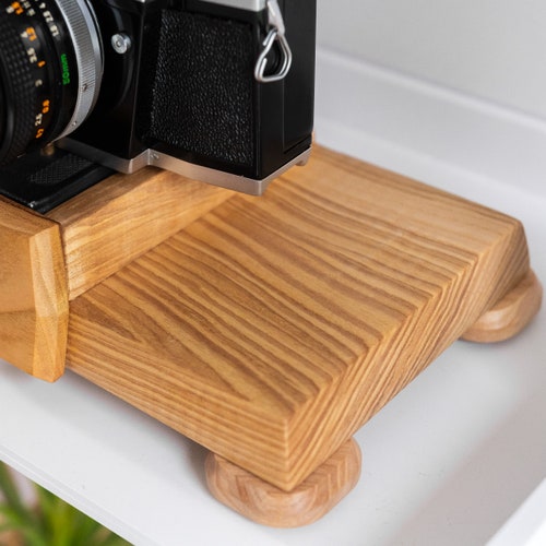 DSLR camera wooden case SLR stand for Designer photographer shops gift and Collector unique handmade lot, Canon Fuji Sony Nikon camera stand