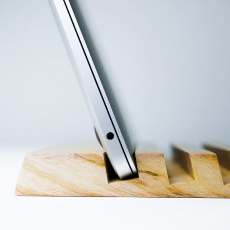 Good birthday gift for friend 3 slot dock charger stand dad. wooden holder iphone