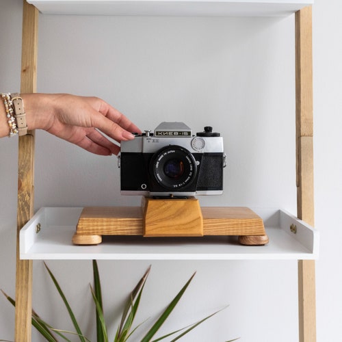 DSLR camera wooden case SLR stand for Designer photographer shops gift and Collector unique handmade lot, Canon Fuji Sony Nikon camera stand