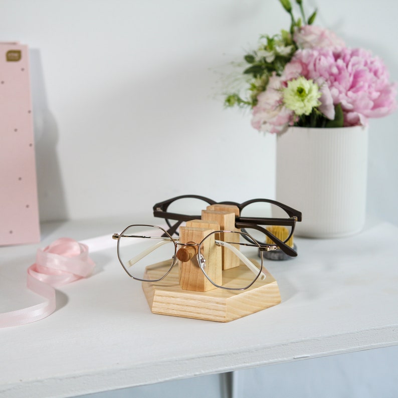 Double Personalised Eye Glasses Stand Reading Eyewear Holder Etsy