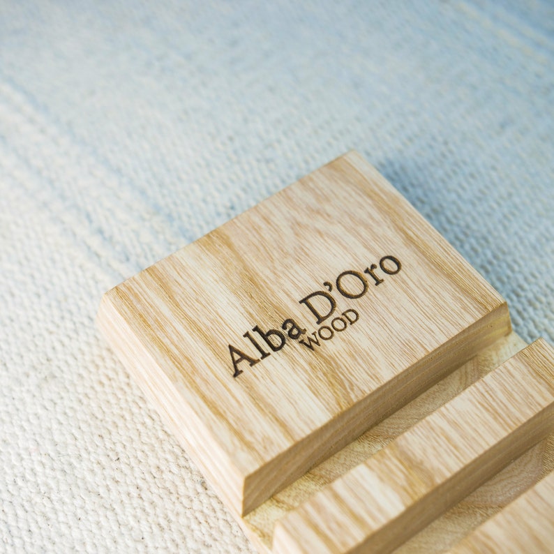 Good birthday gift for friend 3 slot dock charger stand dad. wooden holder iphone