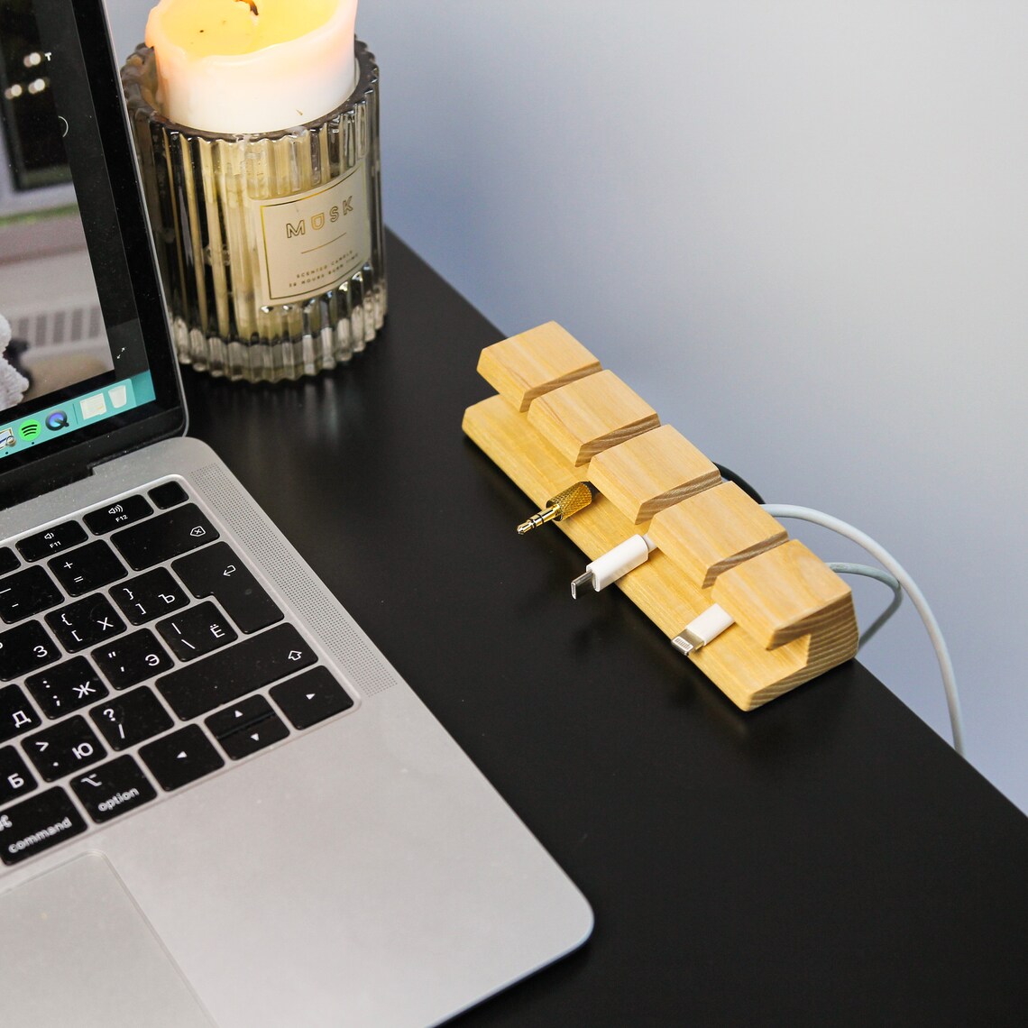 Cable holder desk charger organizer for table Laptop Etsy