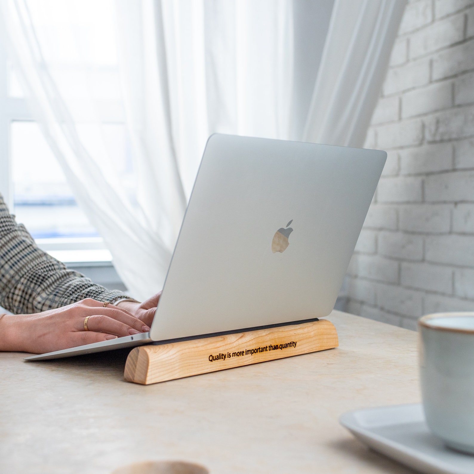 Portable wooden macbook stand for desk Handmade custom lap Etsy