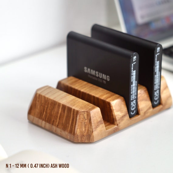 Wood Stand, Holder for 3 Hard Drive External Portable, Accessories