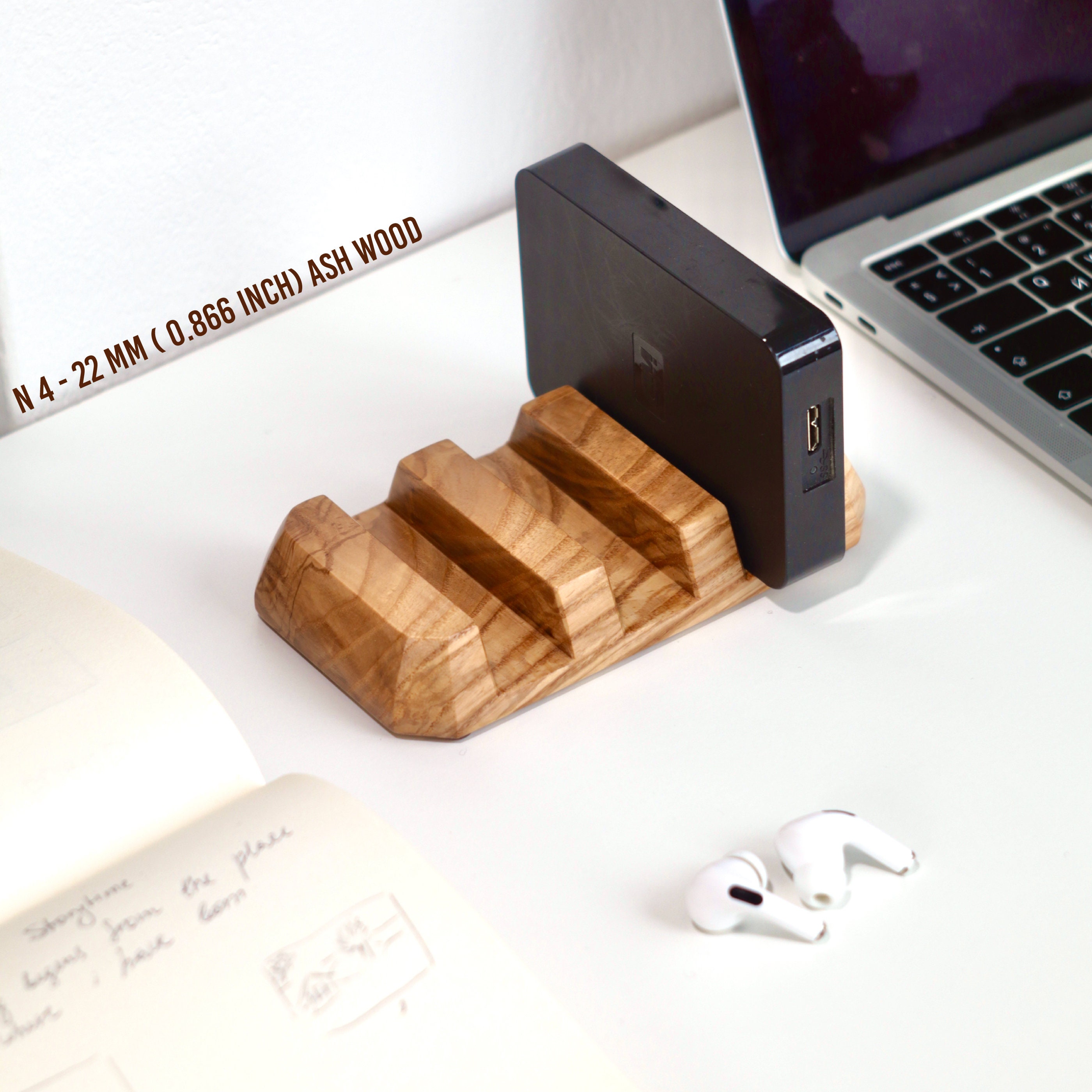 Wood Stand, Holder for 3 Hard Drive External Portable, Accessories