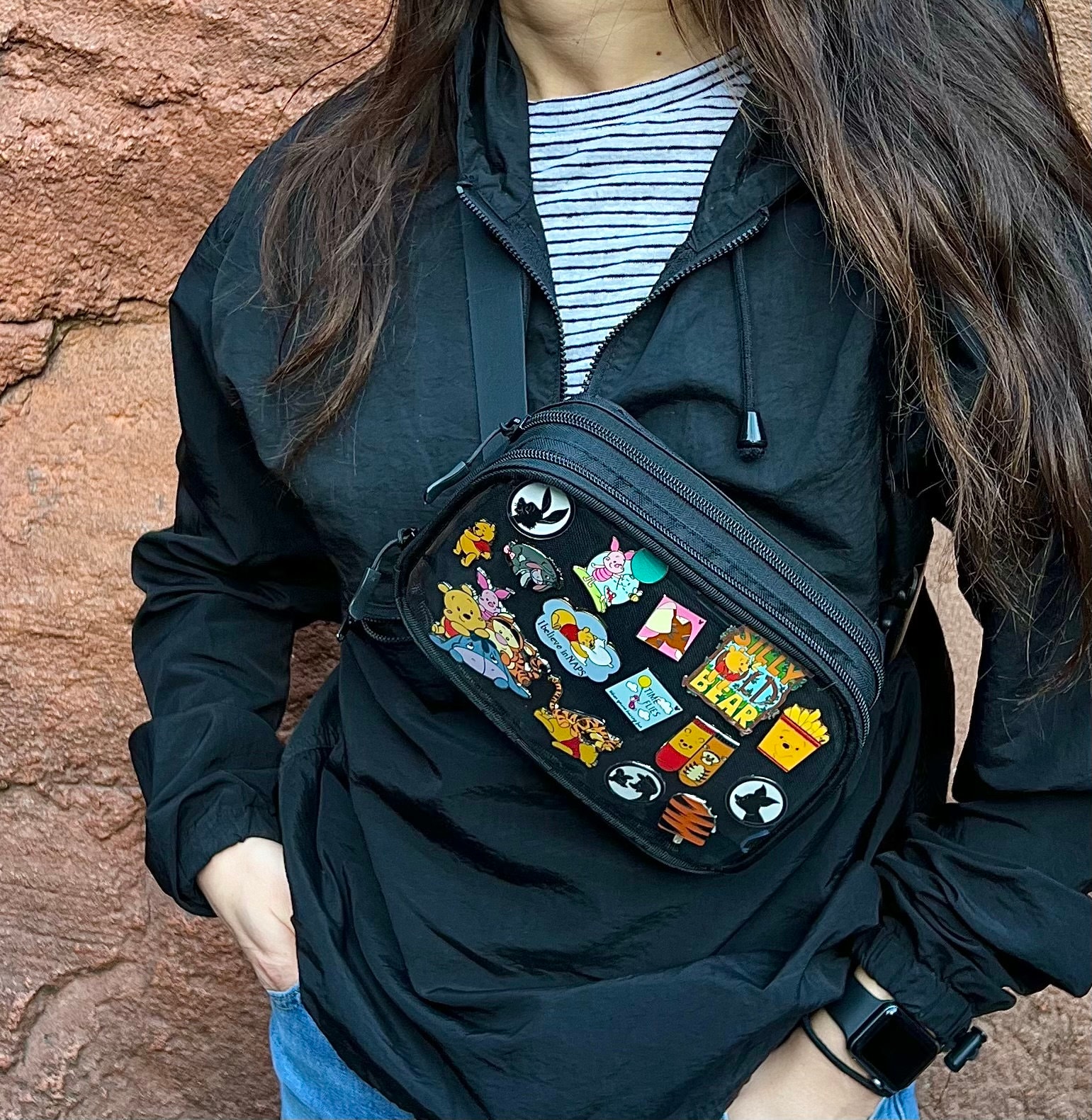 Backpack with clear pocket for pins 2025
