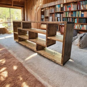BIKUPA rustic bookshelf Reclaimed solid wood storage Vintage library Scaffold boards Furniture tv stand end table book organizer open shelf