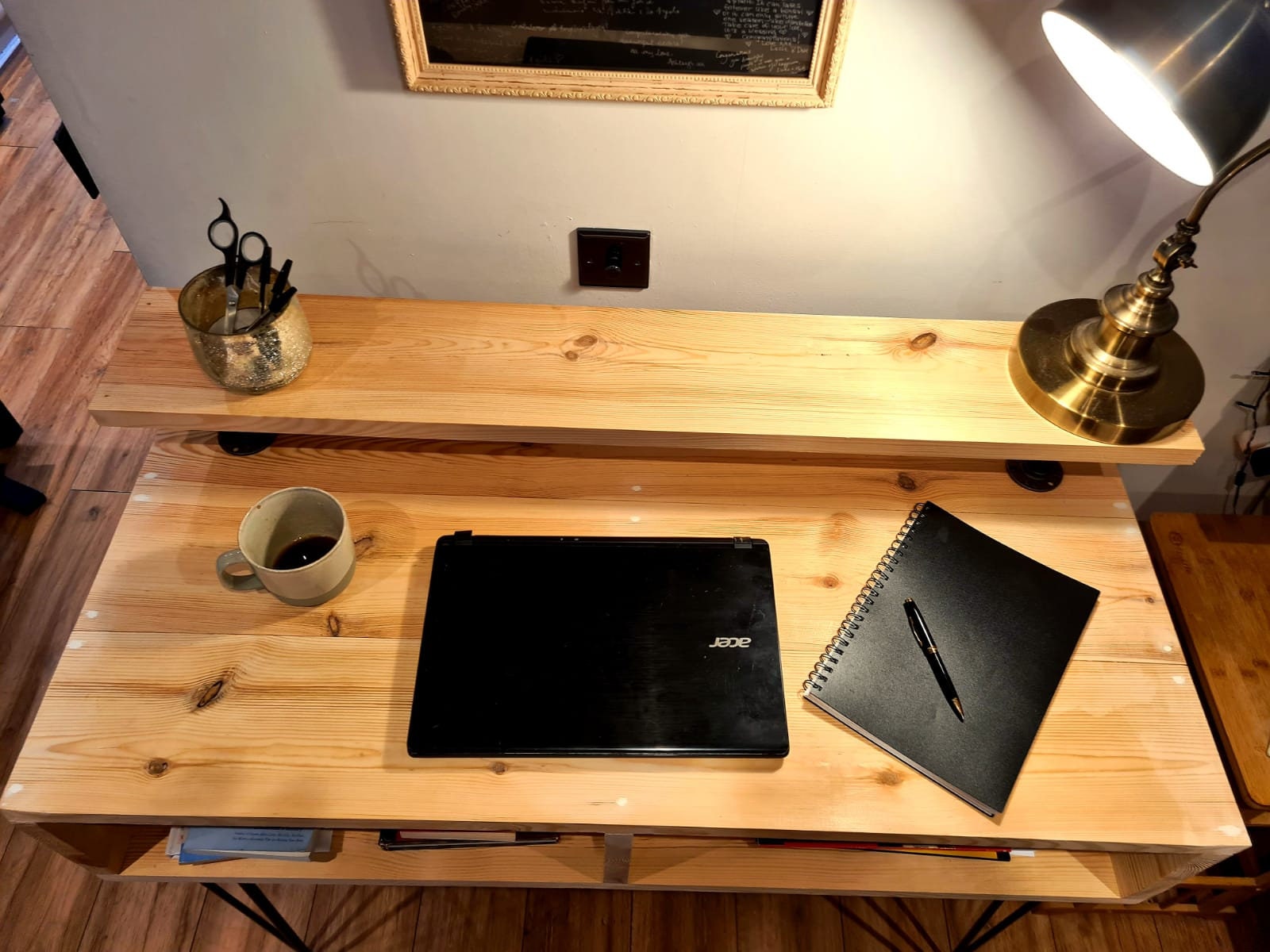 Cla.rustic Reclaimed Wood Desk Industrial Pipes Tabletop Shelf