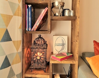 Rustic Reclaimed Wood Bookshelf: Vertical Open Shelf, Home Decor