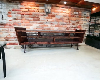 Reclaimed Wood TV Stand: Rustic Media Console with Hairpin Legs