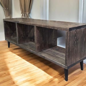 Handmade Vinyl Storage Console with Amp Shelf image 19