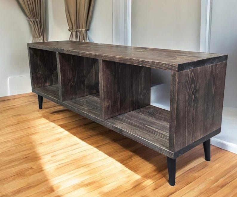 Handmade Vinyl Storage Console with Amp Shelf image 19
