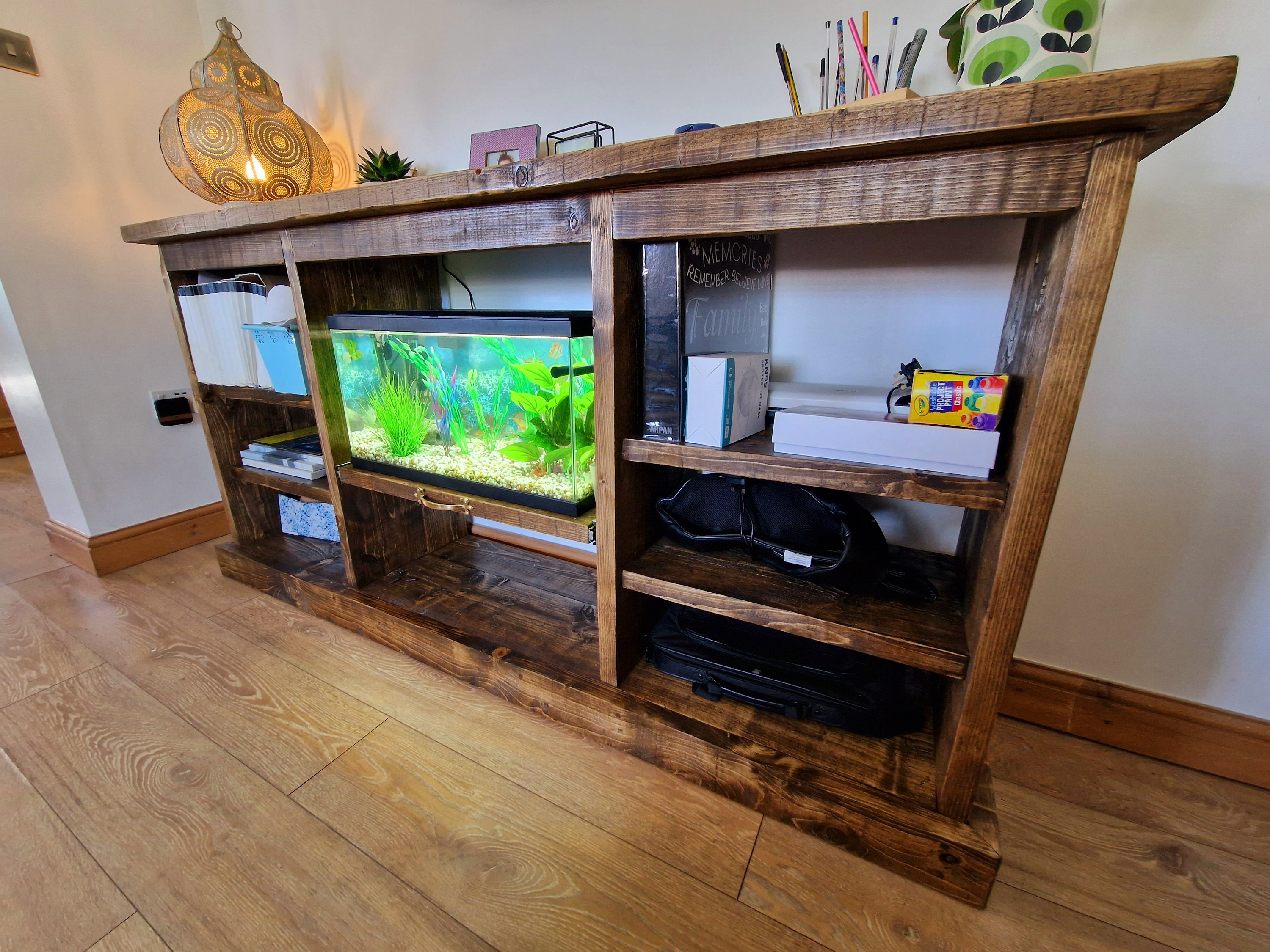Fish Tank Console Reclaimed Wood Sideboard: Console Table, Aquarium Stand, Storage ...