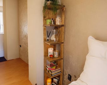Corner Shelf Handmade With Solid Wood, Farmhouse Bookcase