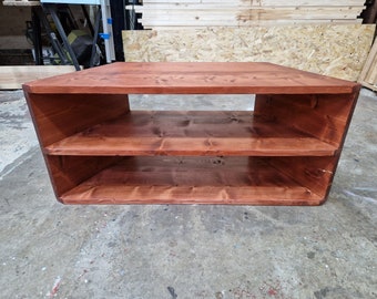 Rustic Reclaimed Wood Corner TV Stand: Urban Living Room Furniture