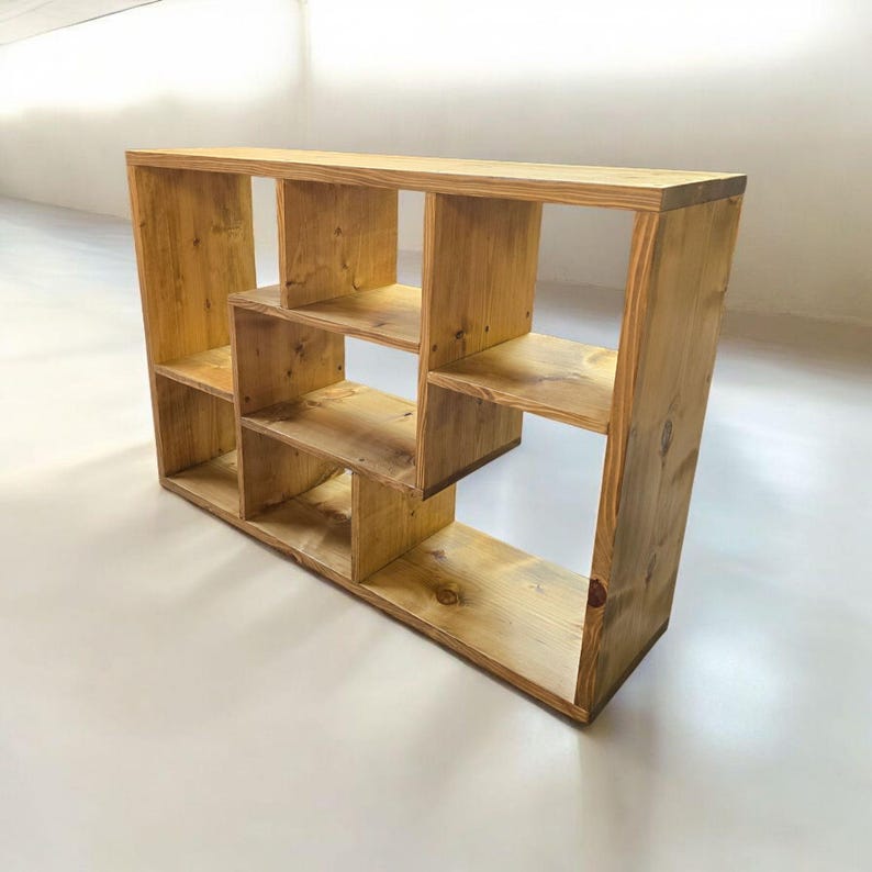 Solid Wood Bookshelf | Rustic Bookcase | BIKUPA handmade Storage Shelf | Industrial Shelving Unit | Open Shelves Book Organizer image 8