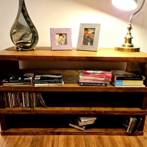 Soporte de TV de madera recuperada, aparador, mesa auxiliar, unidad de estantes de mesa de consola de aparador de estante de almacenamiento rústico vintage industrial