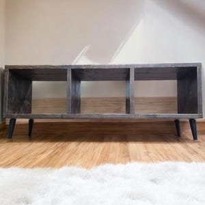 Handmade Vinyl Storage Console with Amp Shelf image 20