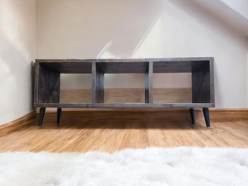 Handmade Vinyl Storage Console with Amp Shelf image 20