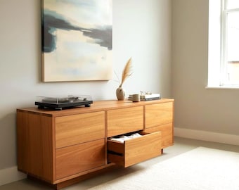 Contemporary Hardwood Sideboard – Handmade Minimalist Storage Unit With Push Open Drawers