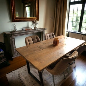 Dining table/Industrial reclaimed wood worktable Rustic Vintage luxury Scaffold Furniture heavu duty Desk steel legs,oak antique pine, teak