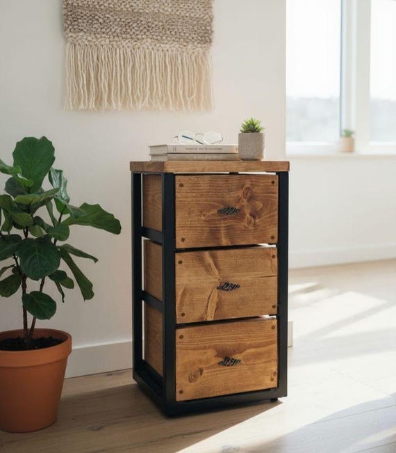 Industrial Chest of Drawers Handmade Metal & Wood Office Cabinet, Rustic Storage, Modern Loft Furniture, Bedroom Design Farmhouse Style - Etsy Industrial Chest of Drawers Handmade Metal & Wood Office Cabinet, Rustic Storage, Modern Loft Furniture, Bedroom Design Farmhouse Style - Etsy