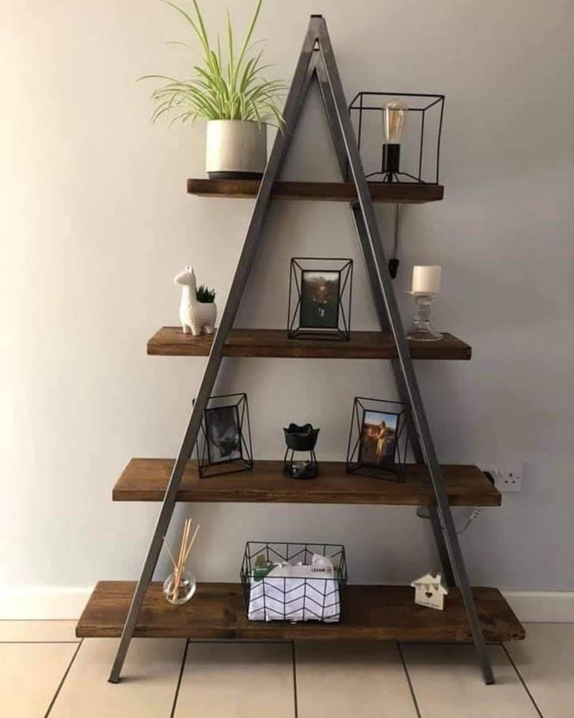 ANGLE shelves unit. Reclaimed wood shelves unit industrial Etsy