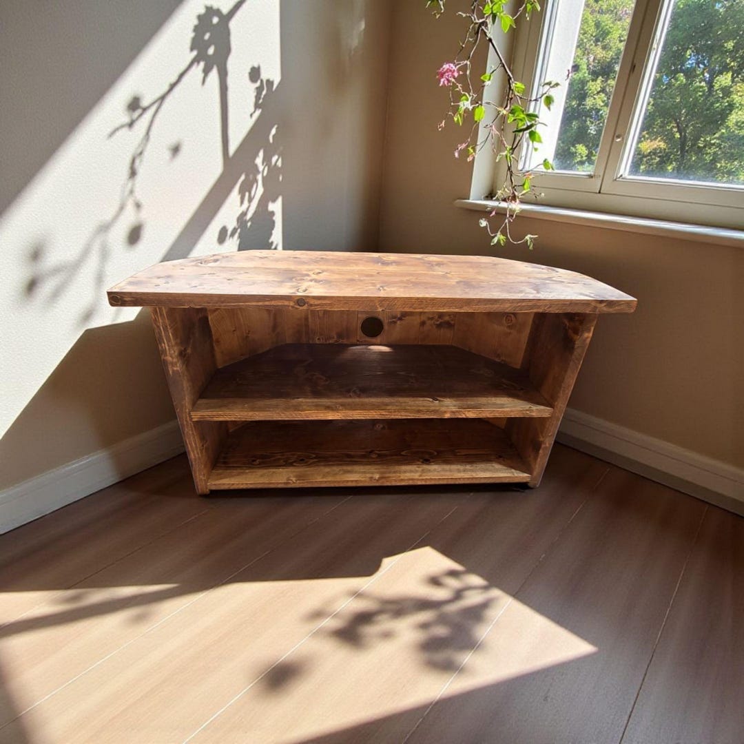 Rustic Corner Unit TV Stand With Shelves; Handmade Angle Cabinet Shelf ...