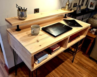CLA.Rustic Altholz Schreibtisch Industrielle Rohre Tischplatte Regal Regale Tisch Vintage Gerüstplatten Individuelle Möbel Wohnkultur Gaming Schreibtisch