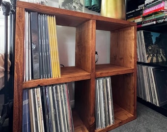 Vinyl display open shelf/turntable Tv stand/book cabinet/music dj/reclaimed wood shelving/storage/vintage/rustic/bespoke/homedecor storage