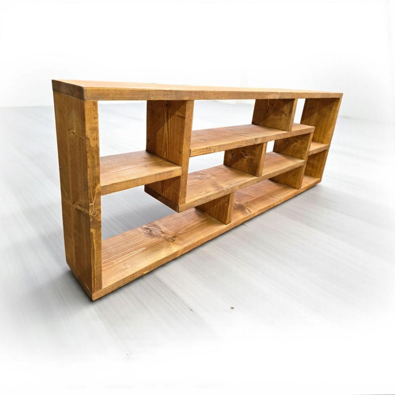 Solid Wood Bookshelf | Rustic Bookcase | BIKUPA handmade Storage Shelf | Industrial Shelving Unit | Open Shelves Book Organizer image 6