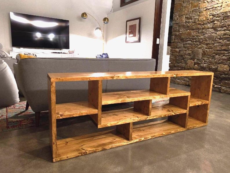 Solid Wood Bookshelf | Rustic Bookcase | BIKUPA handmade Storage Shelf | Industrial Shelving Unit | Open Shelves Book Organizer image 2