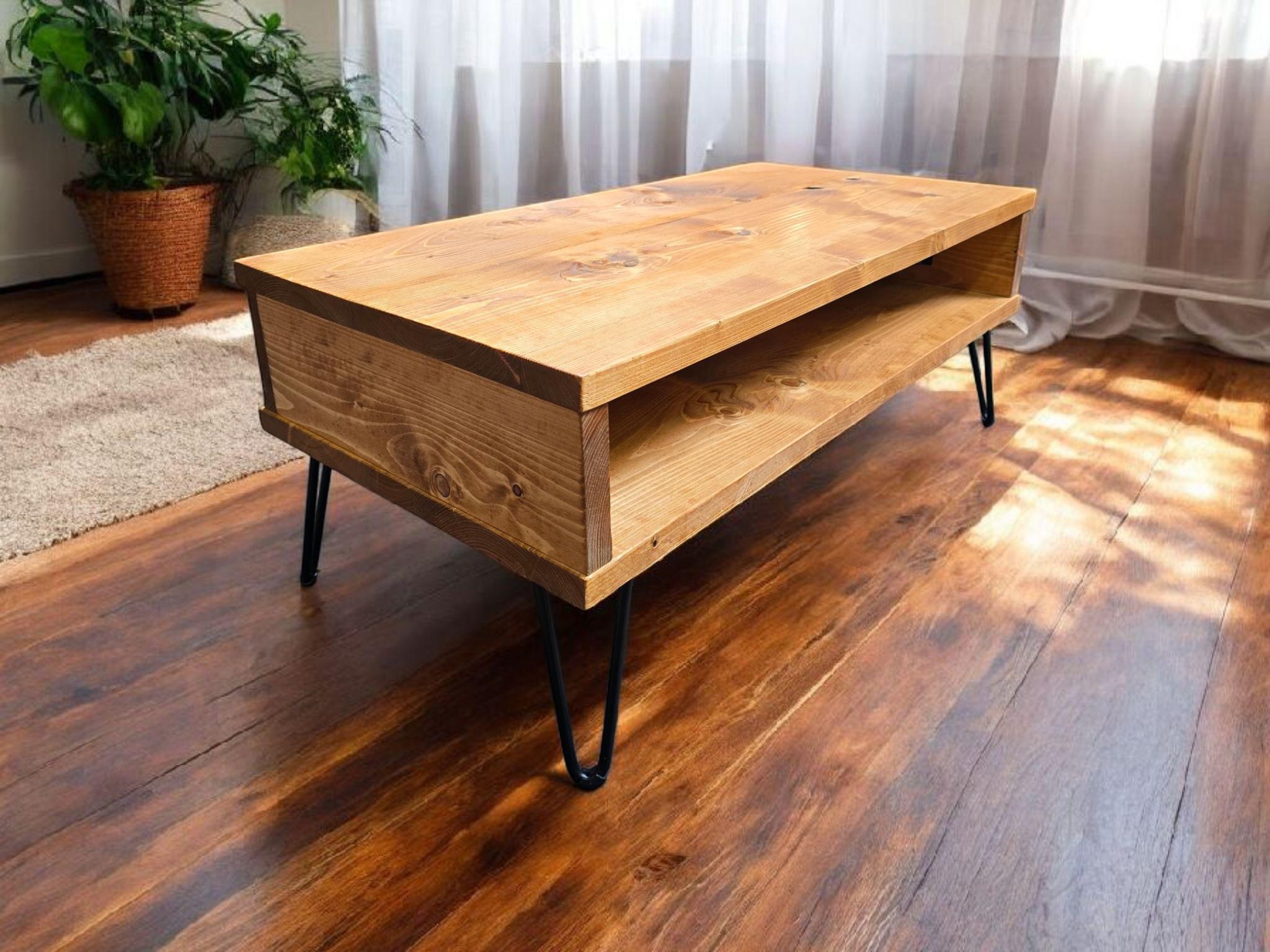 Table basse relevable, sortie de la vitrine vendue telle quelle table relevable moderne avec rangement, mobilier de salon contemporain avec pieds Mid-