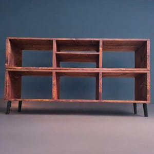 Handmade Vinyl Storage Console with Amp Shelf image 13