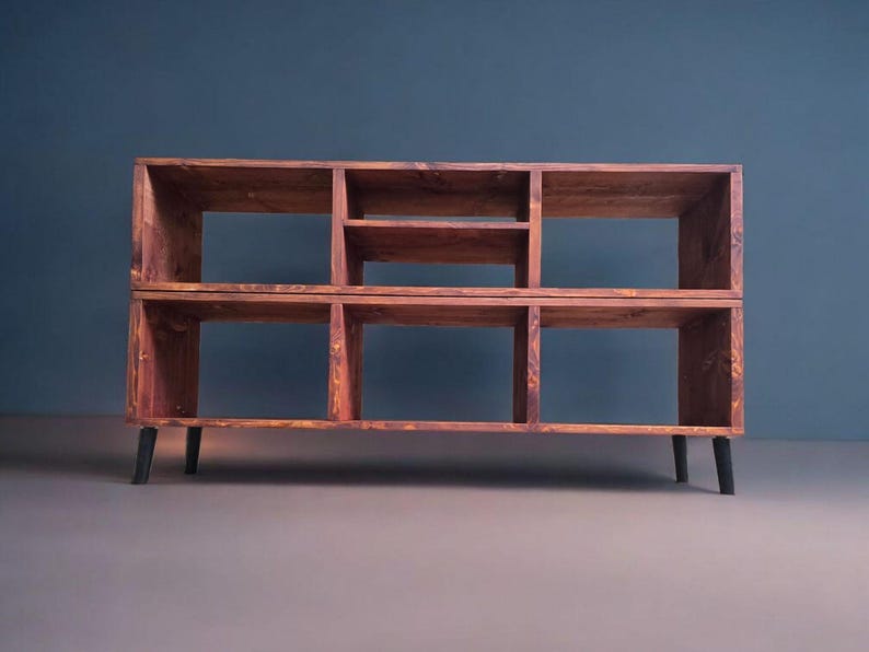Handmade Vinyl Storage Console with Amp Shelf image 13