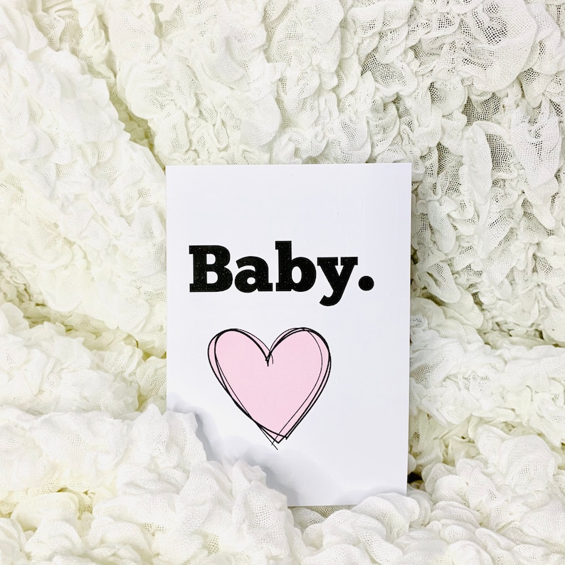 Baby Boy Card Baby Girl Card with Pink or Blue Heart New Baby Card with Envelope