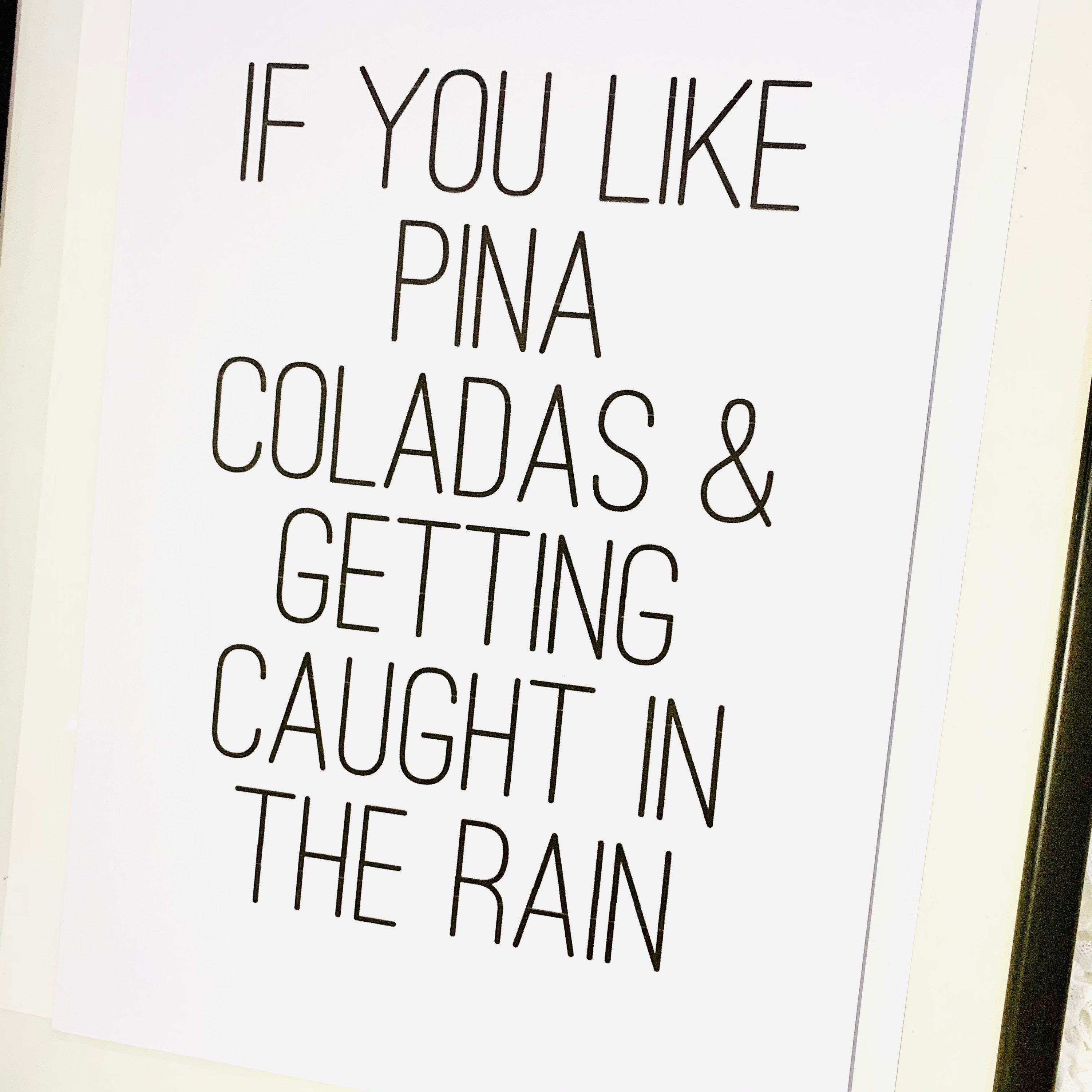 If You Like Pina Colada Print for Frame Gift Song Lyrics Etsy Singapore