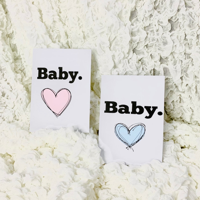 Baby Boy Card Baby Girl Card with Pink or Blue Heart New Baby Card with Envelope