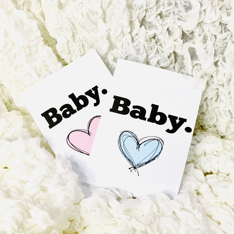 Baby Boy Card Baby Girl Card with Pink or Blue Heart New Baby Card with Envelope