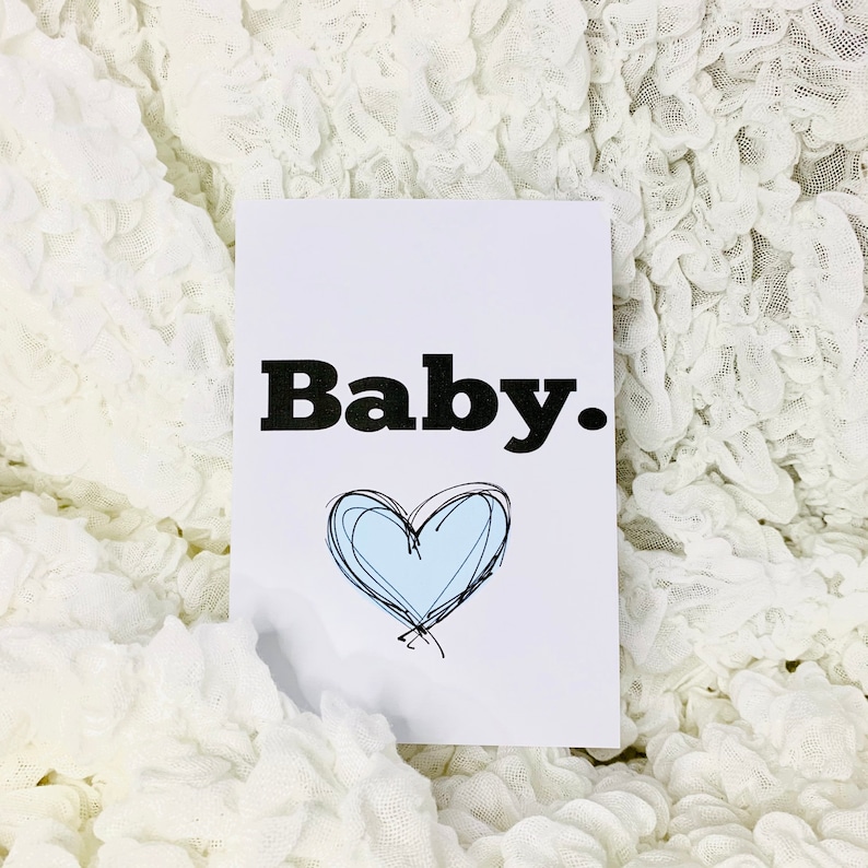Baby Boy Card Baby Girl Card with Pink or Blue Heart New Baby Card with Envelope