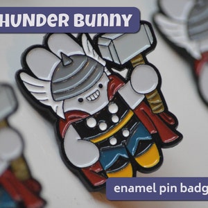 THUNDER BUNNY soft enamel pin, cute pins, hero pin badge, kawaii, collectible pin badge, Bunnies marvel-lous hero pins, superhero badge