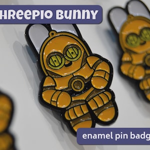 THREEPIO BUNNY spilla smaltata morbida, spille carine, distintivo pin Star Bunnies, anime kawaii, spilla collezionabile, spille eroe guerre galattiche, distintivo forza