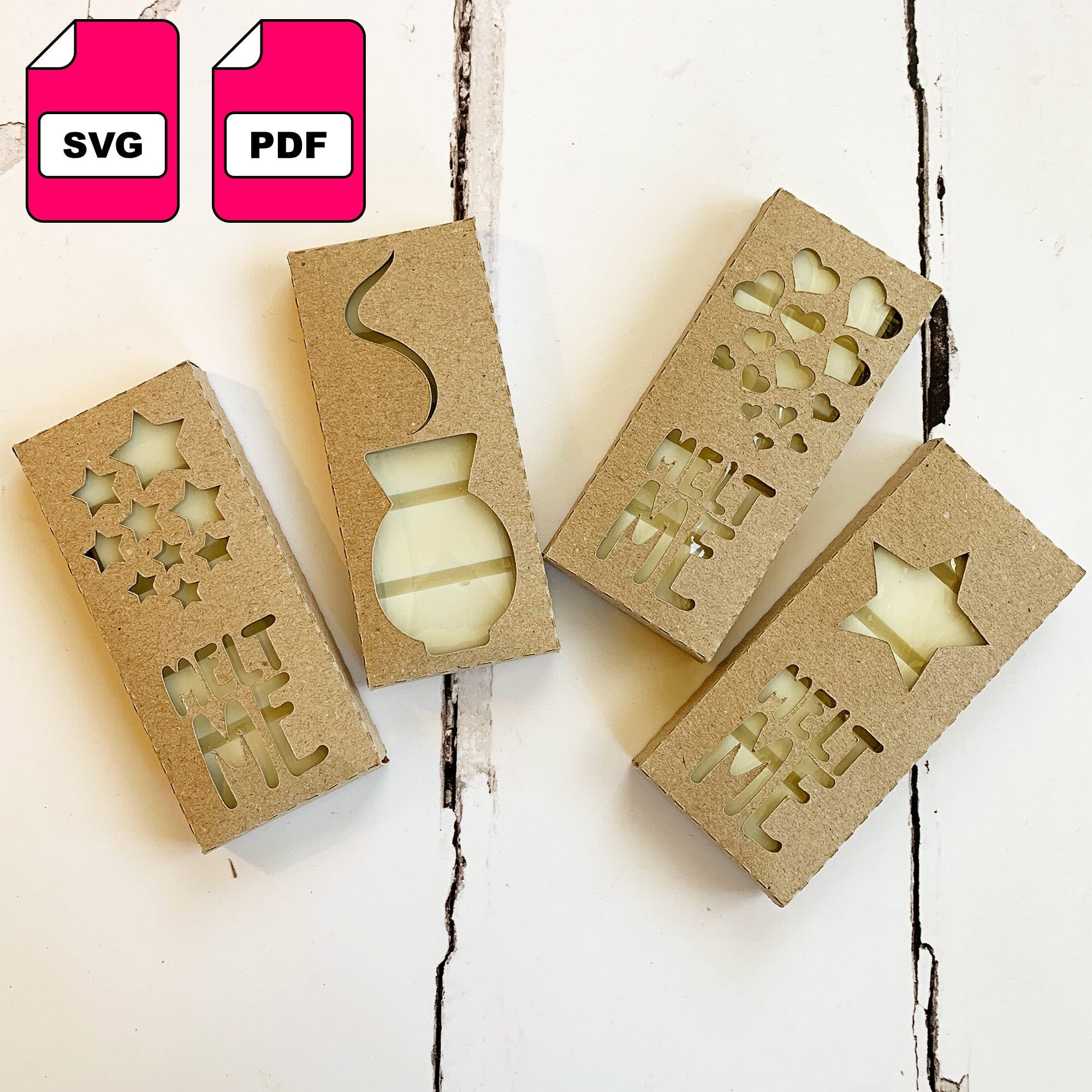 No Glue // 50g Wax Melt Snap Bar Box Cut Files // SVG // PDF Etsy