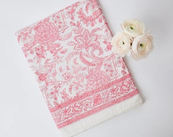 Pink Thanks Giving Tablecloth on Sale, Floral Cotton Table Cover, Table Cloth Runner Napkins Set ,Jaipur Tablecloth, Rectangle Table Cloth